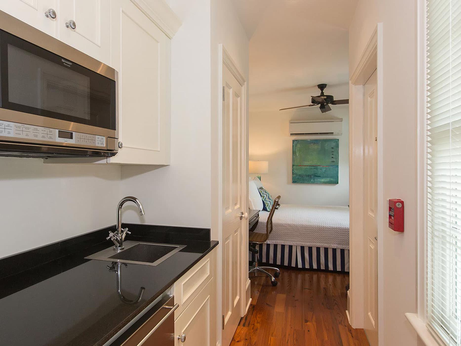 The galley kitchen in a Garden Cottage at Marquesa